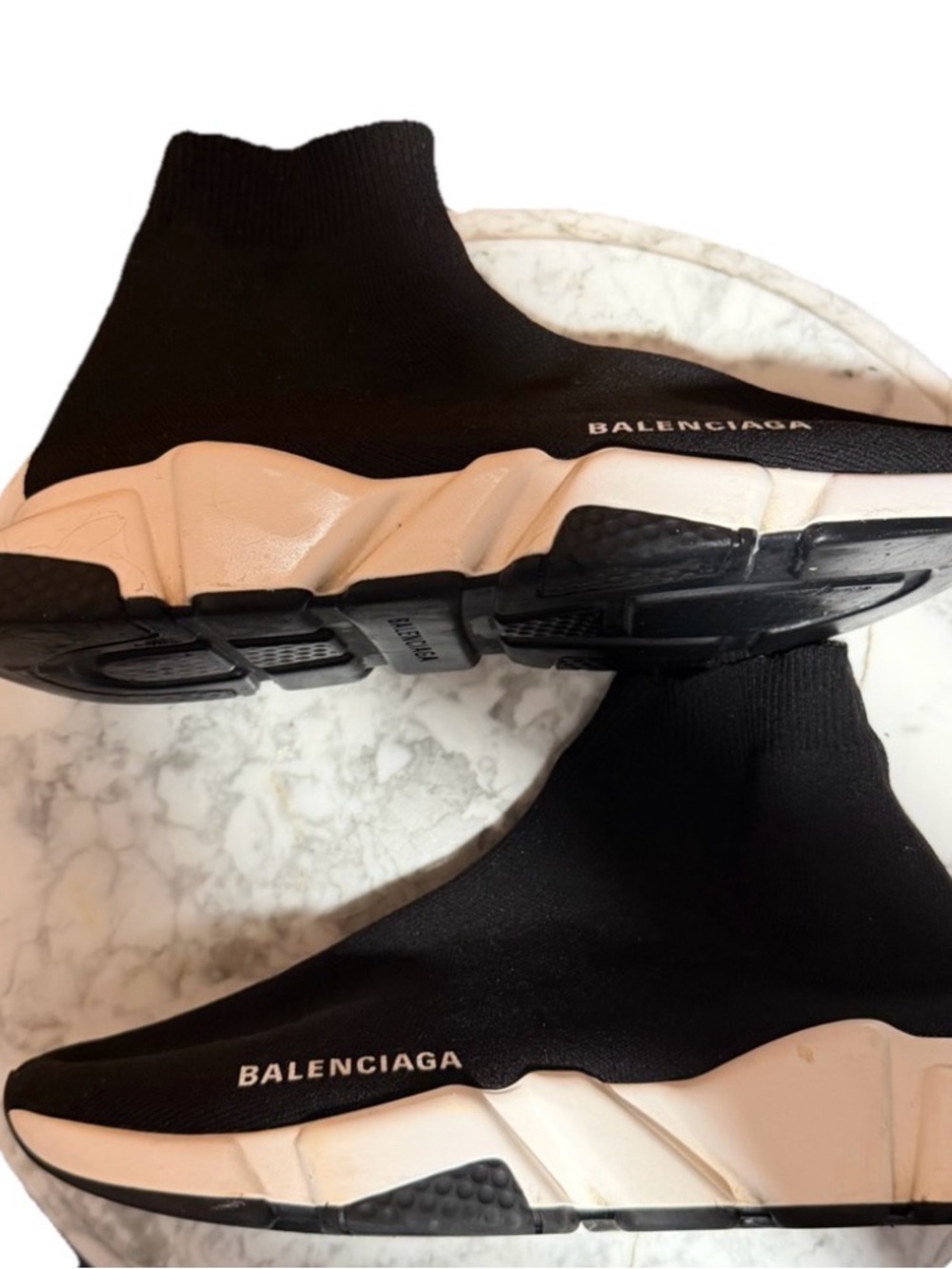 Balenciaga Black Knit Sock Sneakers with White Sole - Picture 6 of 6